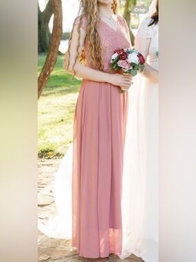 Dusty Rose Sequin Bodice Chiffon Bridesmaid Dress worn once!